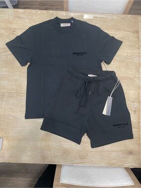 Essentials Men's Black Athletic Shorts and t shirt set
